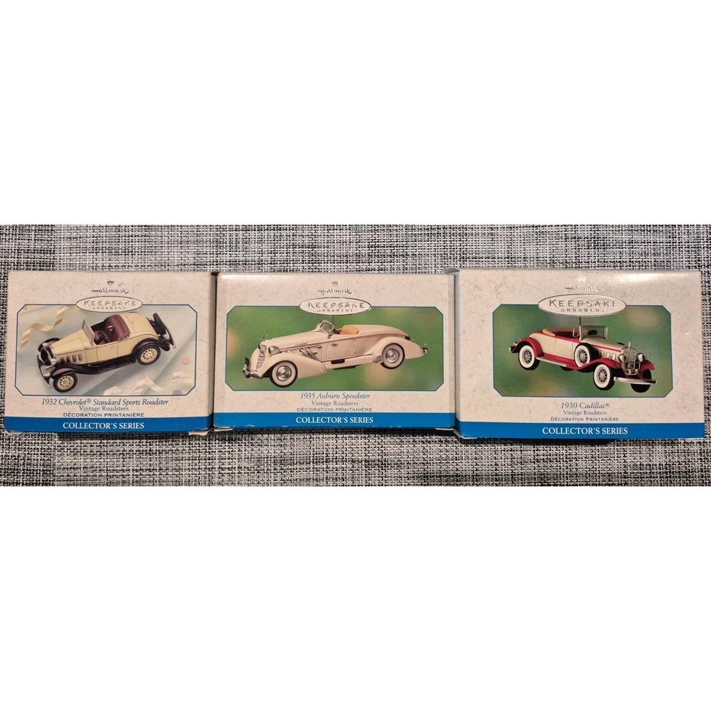 Hallmark Keepsake Ornaments Vintage Roadsters Series Lot Of 3 1999, 2000, 2001